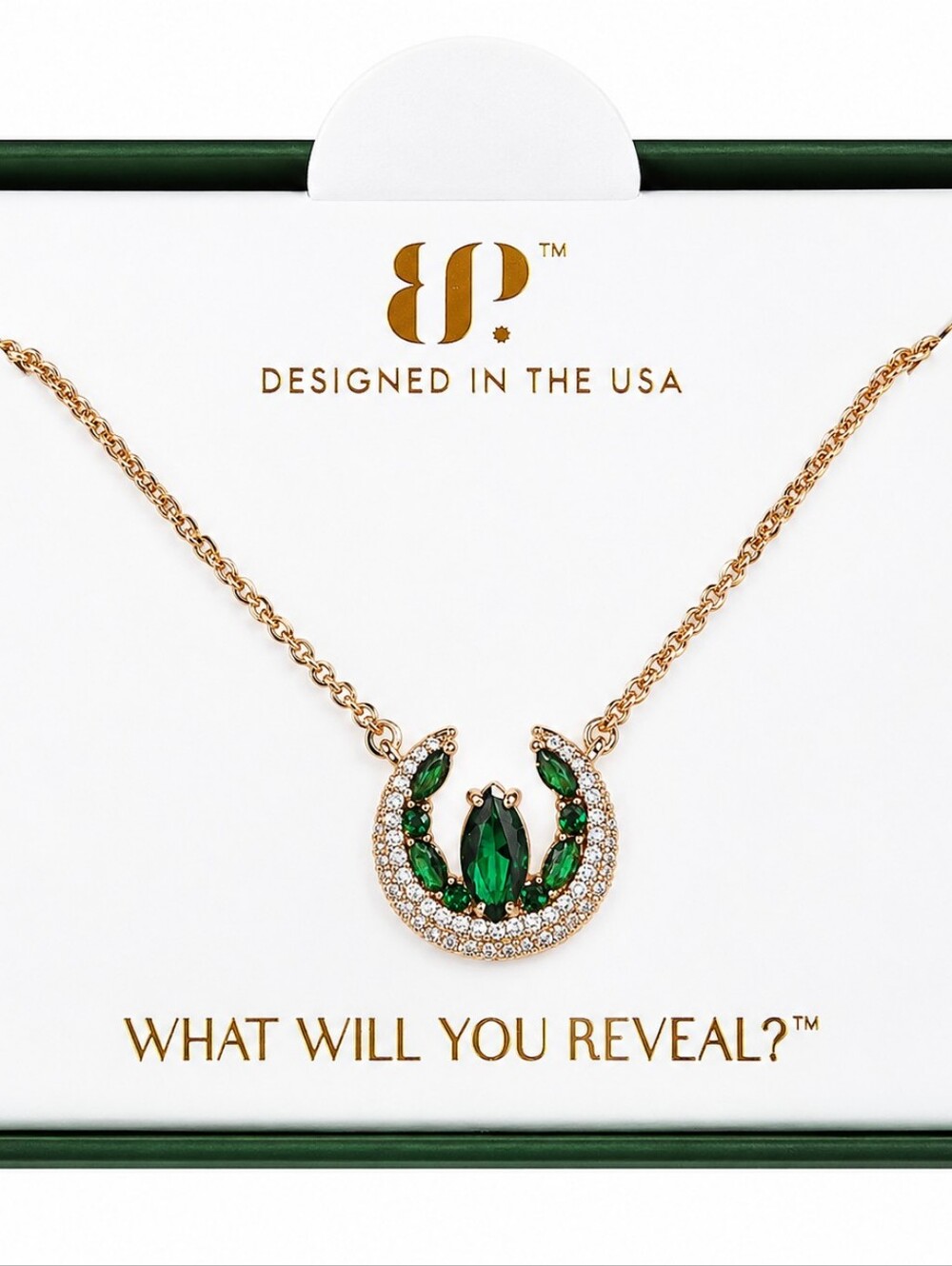 Bomb Party NWT Queen's Statement Necklace – Lab Created Emerald – Rose Gold